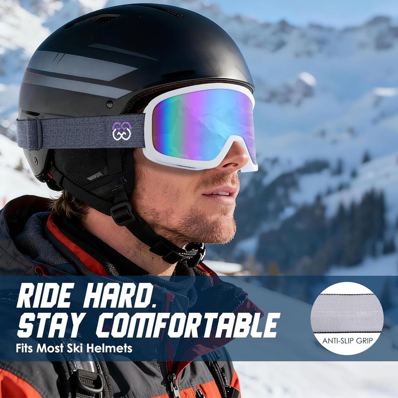 Golight Low Bridge Fit Ski Goggles – Asian Fit, Anti-Fog Double Lens, UV400 REVO Lens, Triple-Layer Foam for All-Day Skiing - Image 2